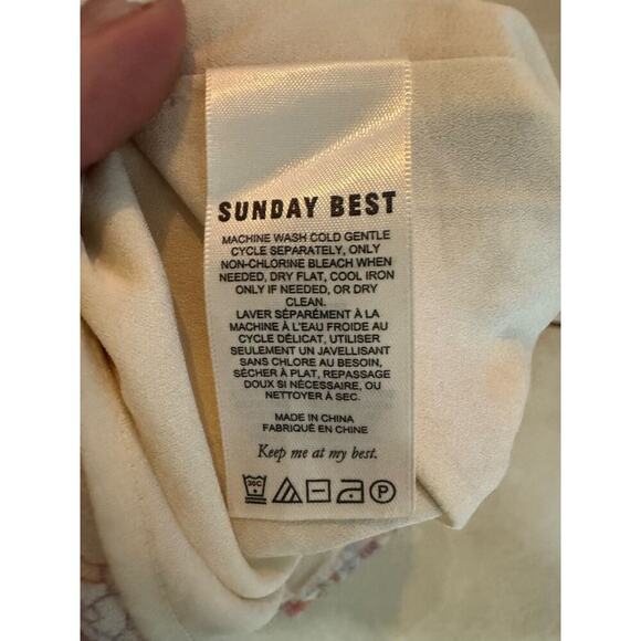 Aritzia Sunday Best Pastel Floral Dress Midi Thigh Slit Pink Orange Size Small - Picture 8 of 10